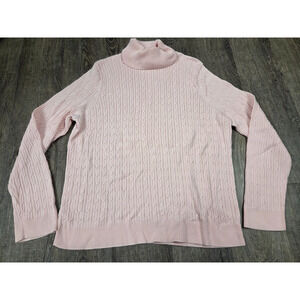 Talbots Ribbed Stretch Light Pink Turtleneck Sweater Pullover Thin Size XL